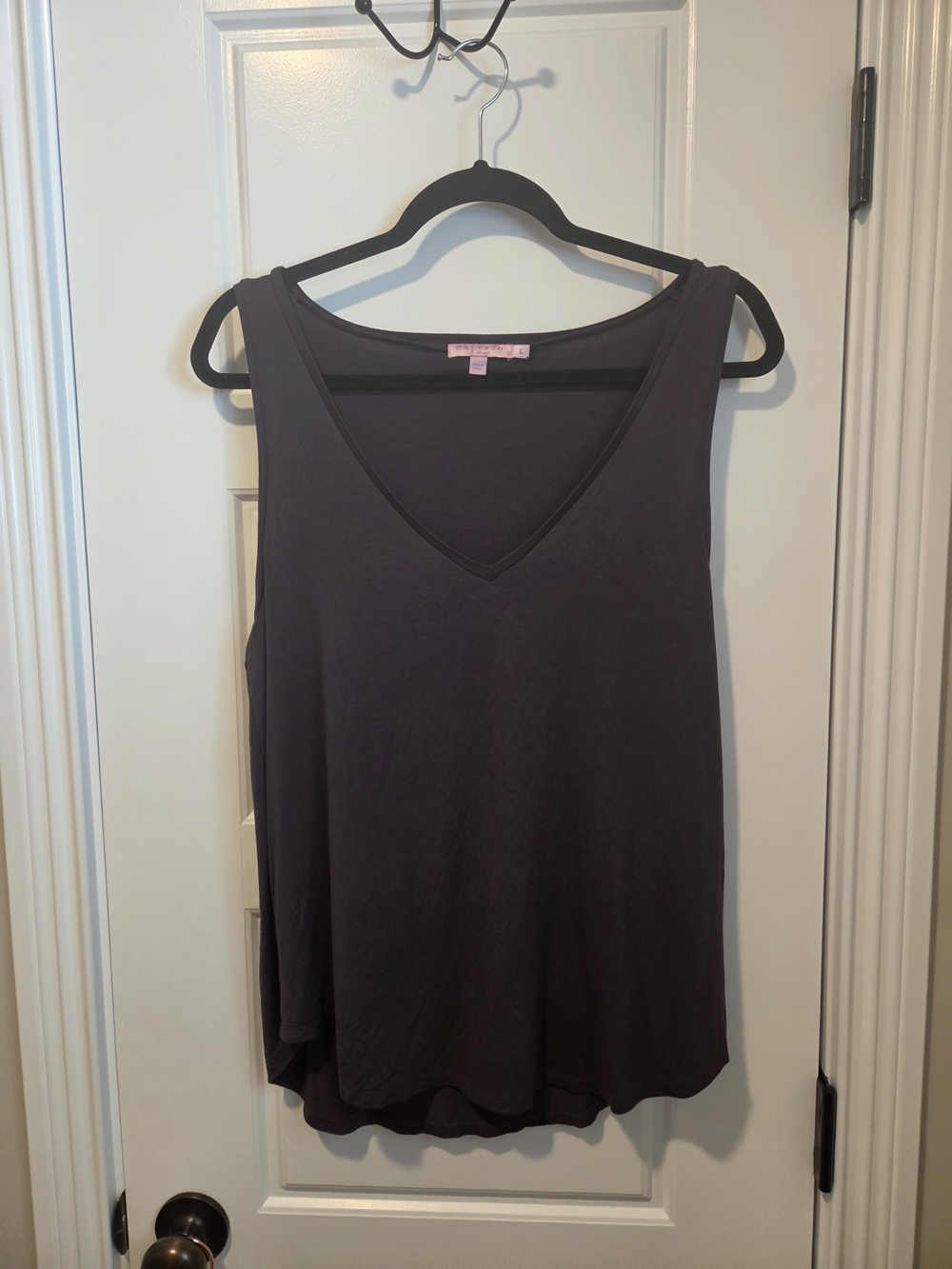 Calypso St. Barth Women's V-Neck Tank Top in Charcoal - Large
